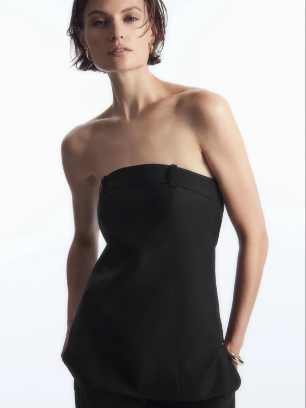 COS Deconstructed Wool Bustier Bandeau‎ Top Black Womens Size 40 / US M